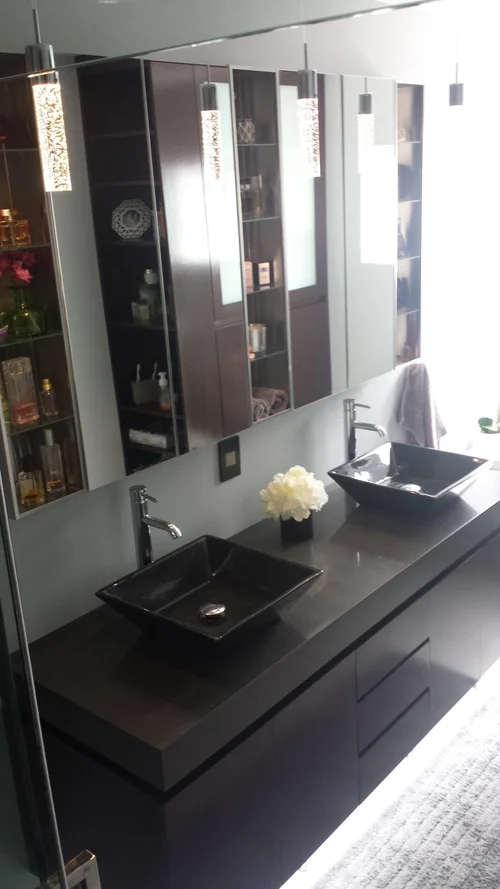 Vessel-sink dark vanity
