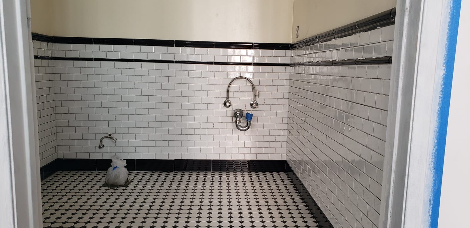 White subway tile shower surround