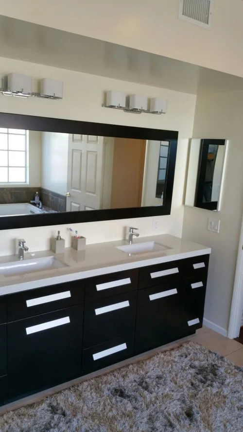 Framed mirror double vanity