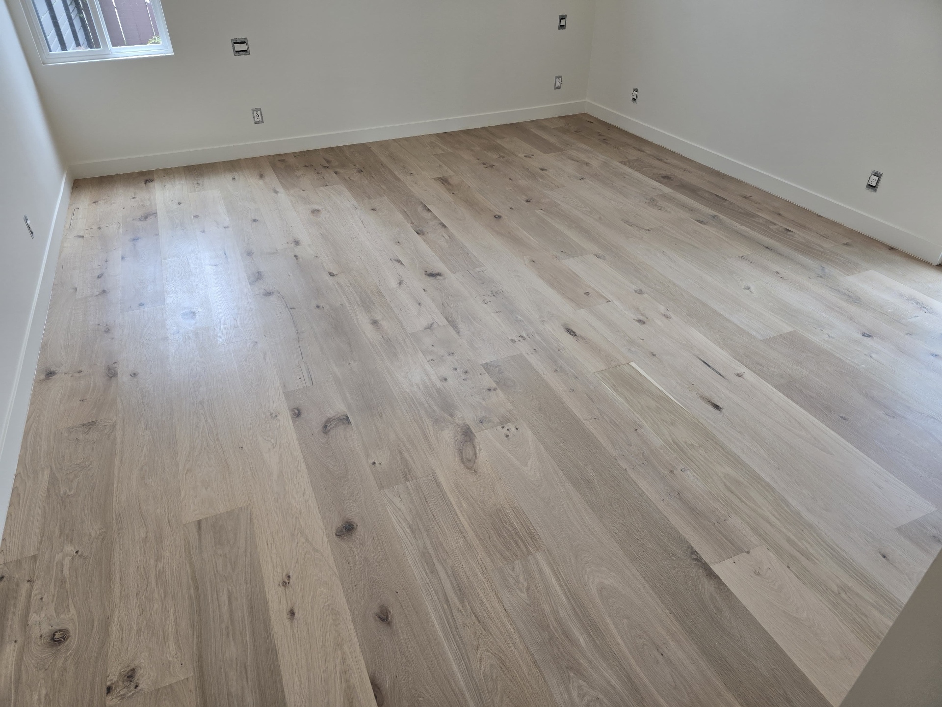 Wire-brushed white oak bedroom