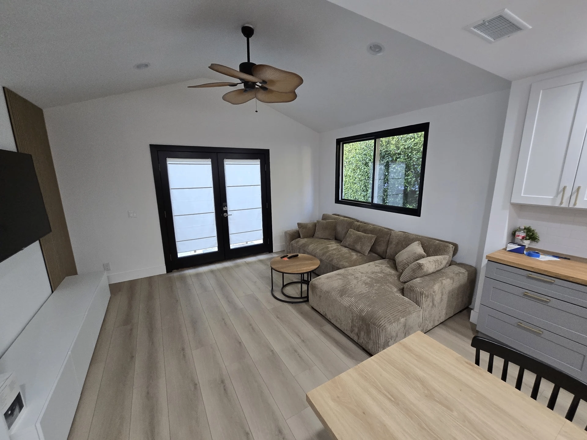 Wide-plank LVP in living room