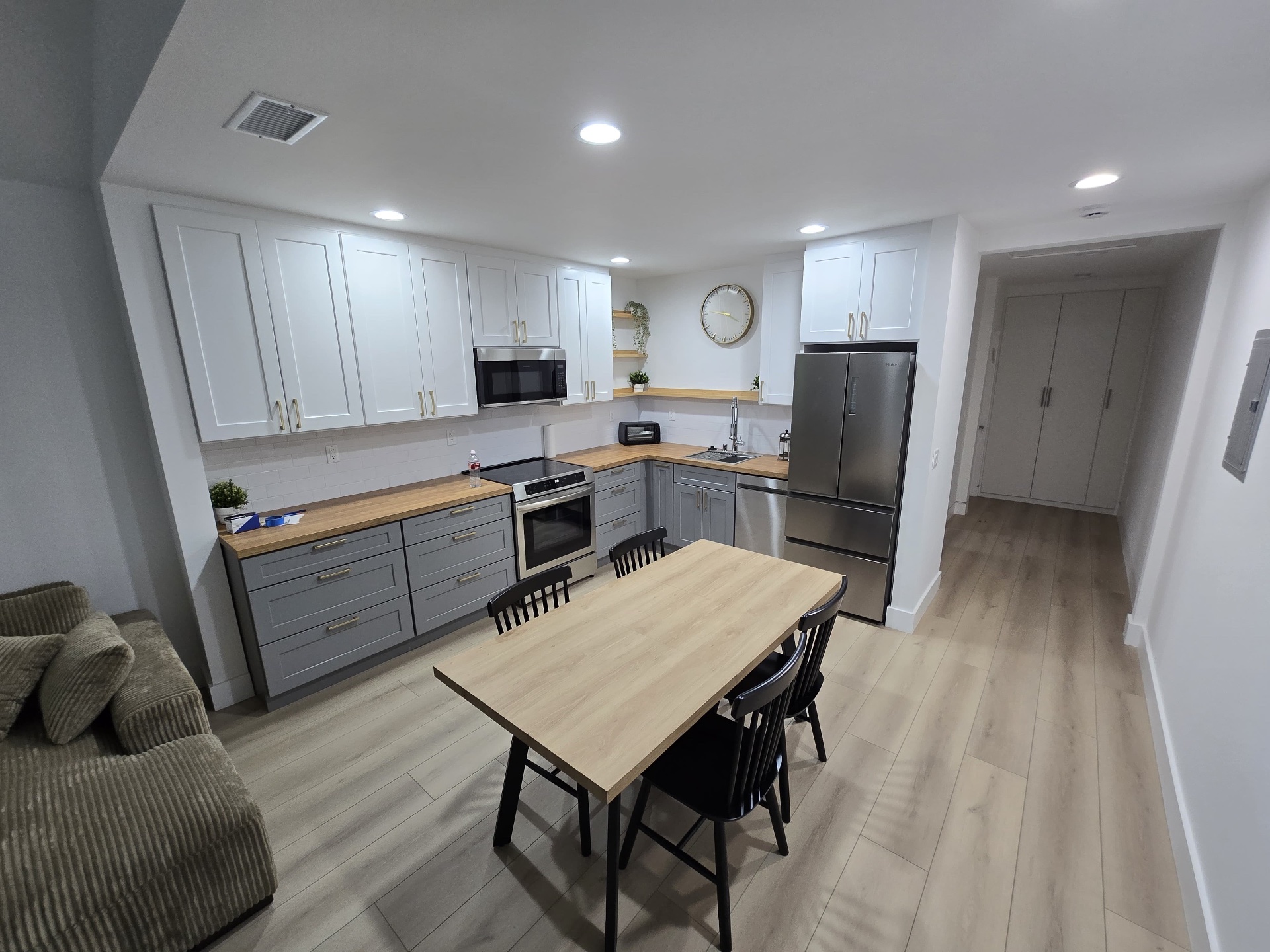 Light oak plank in open kitchen