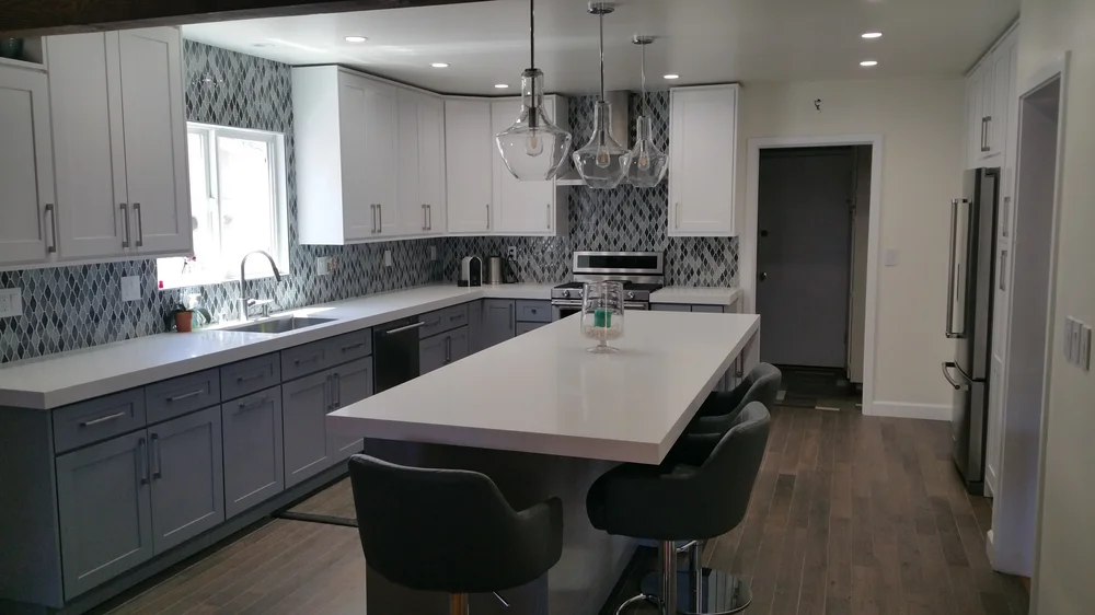 Open kitchen with seating