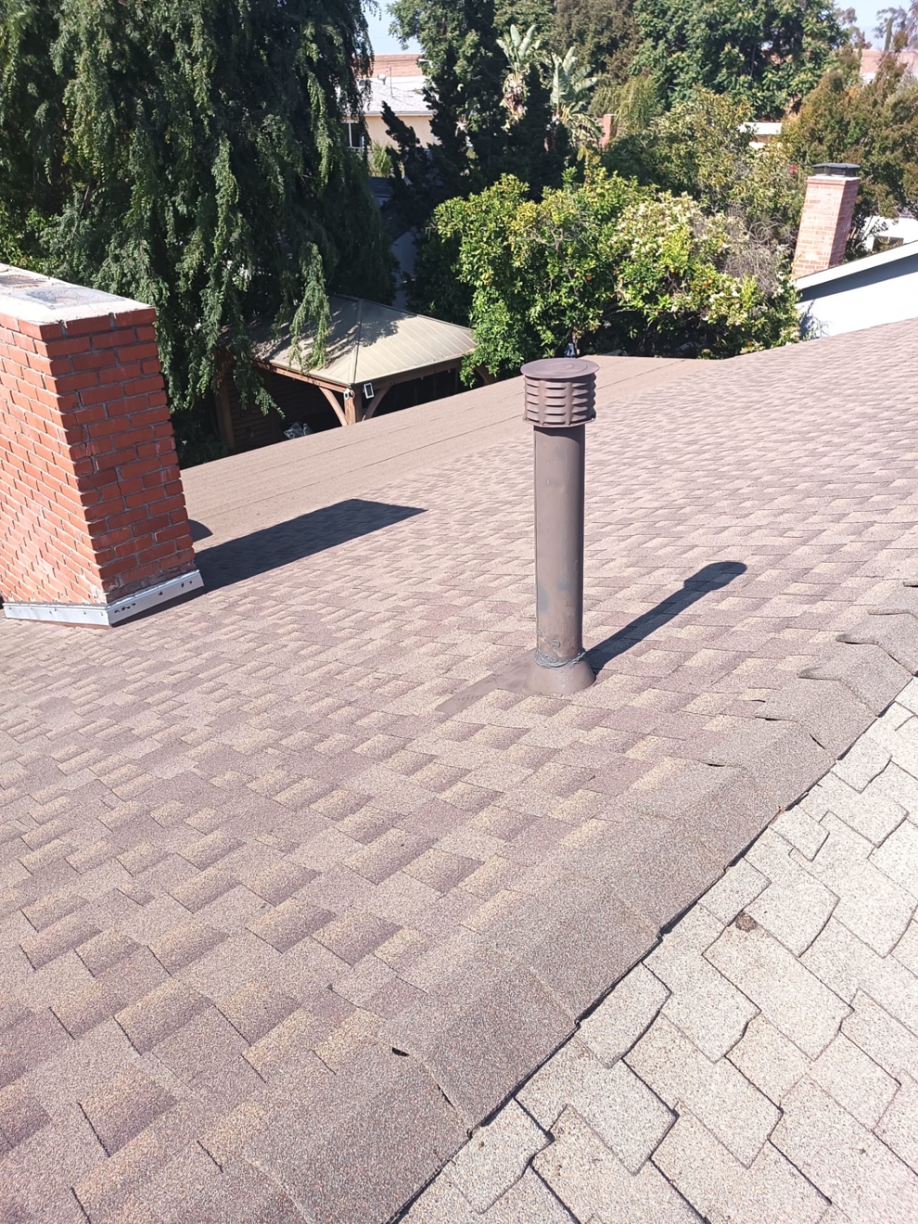 Architectural shingles near chimney
