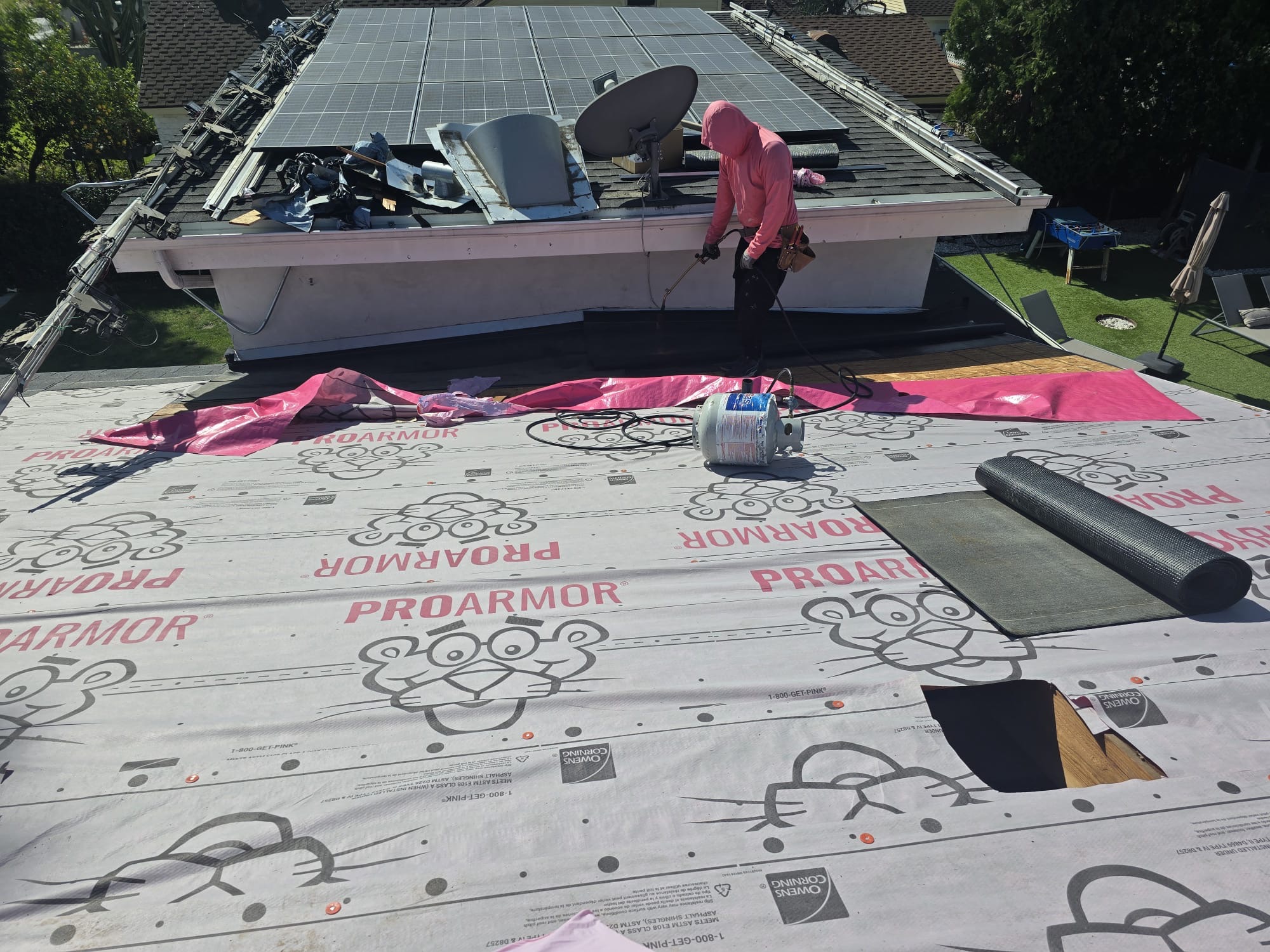 Torch-down flat roof section